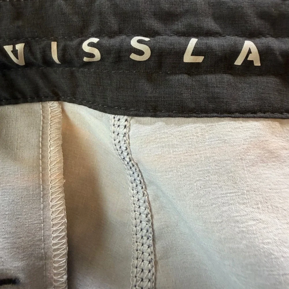 Vissla Mens Striped Board Shorts Charcoal Grey Hemp Stretch Trunks M1044SPA 32